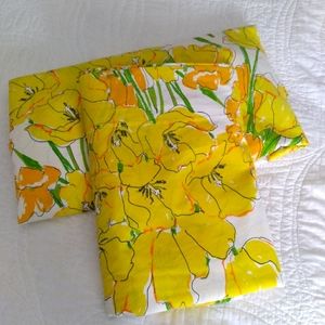 Vtg Vera Neumann King Size Percale Sheet Set Fitted & Flat Poppies Tulips Floral